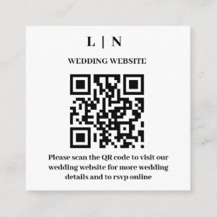 Carte D'accompagnement Minimal et chic Mariage de code QR noir et blanc