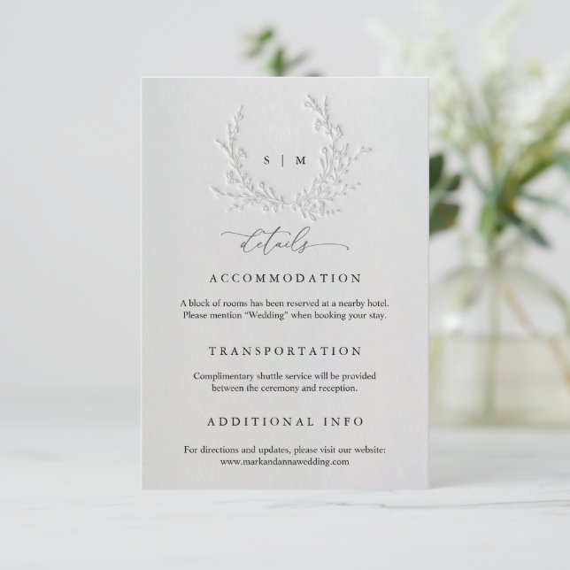 Carte D'accompagnement Minimal Faux Blind Deboss Wedding (Debout devant)