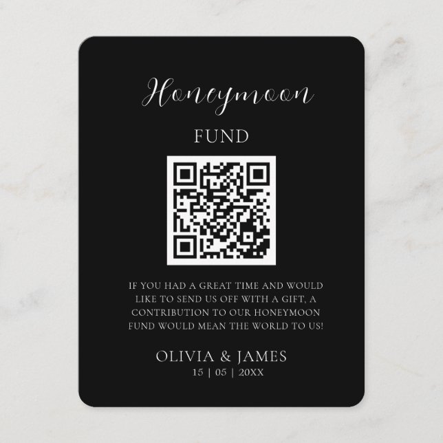 Carte D'accompagnement Minimal Honeymoon Fund Request QR Code Card (Devant)