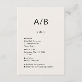 Carte D'accompagnement Minimal Modern City Hall Wedding Details Card