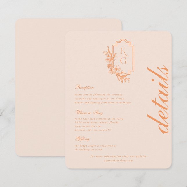 Carte D'accompagnement Minimal moderne | Détails de l'invité Mariage (Devant / Derrière)