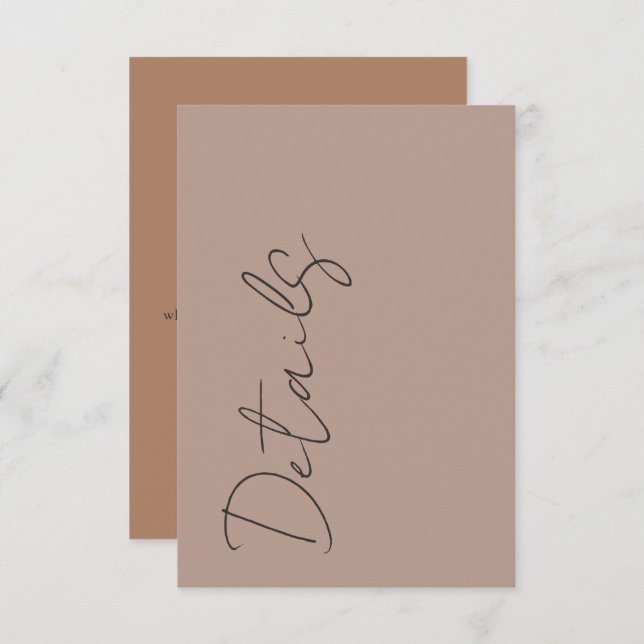 Carte D'accompagnement Minimal Neutral Typography Wedding Details (Devant / Derrière)