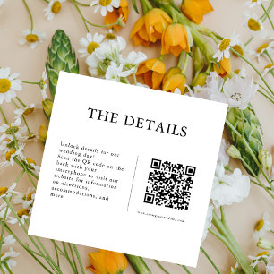 Carte D'accompagnement Minimal QR Code Mariage Site Web en ligne Détails