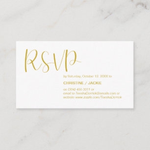 Carte D'accompagnement Minimale moderne, Script or, réponse RSVP