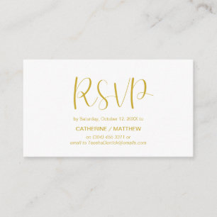 Carte D'accompagnement Minimale moderne, Script or, réponse RSVP