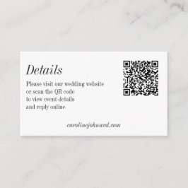 Carte D'accompagnement Minimalist Black White Wedding QR Code Details