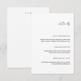 Carte D'accompagnement Minimalist Calligraphy Wedding Details Card