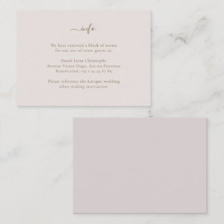 Carte D'accompagnement Minimalist Chic Gold Blush Mariage détails de l'hô