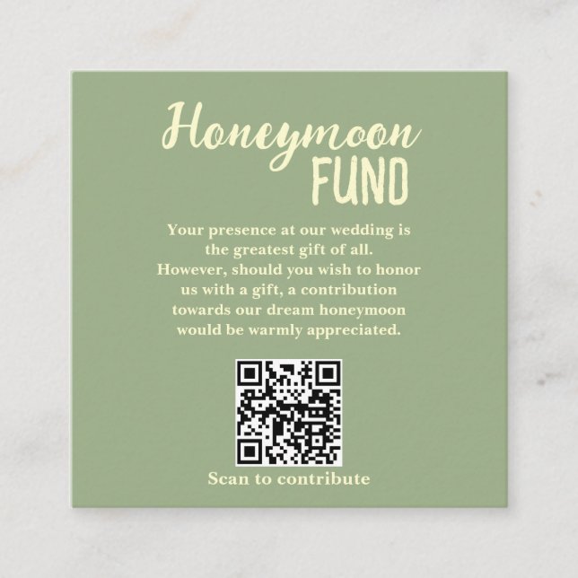 Carte D'accompagnement Minimalist Honeymoon Fund QR Code Wedding (Devant)