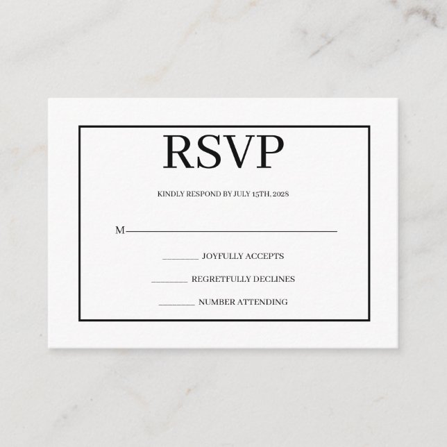 Carte D'accompagnement Minimalist Simple Wedding RSVP Enclosure Card (Devant)