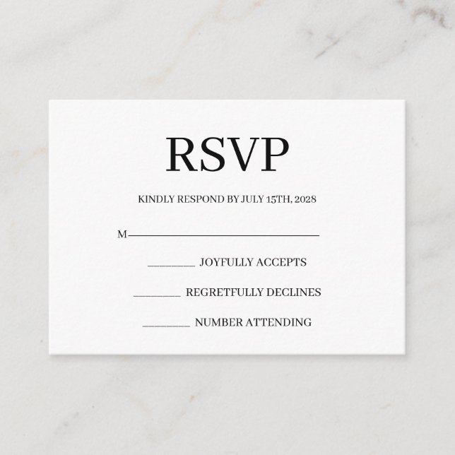 Carte D'accompagnement Minimalist Simple Wedding RSVP Enclosure Card (Devant)