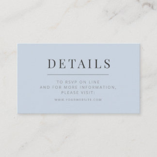 Carte D'accompagnement Minimalist Wedding Details Card | Dusky Blue