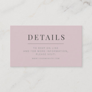 Carte D'accompagnement Minimalist Wedding Details Card Dusky Rose