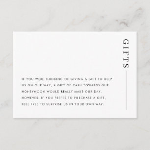 Carte D'accompagnement Minimaliste Classique Mariage Cadeau de bonne volo