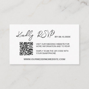 Carte D'accompagnement Minimaliste du code QR Mariage site web RSVP budge