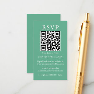 Carte D'accompagnement Minimaliste mariage QR simple RSVP Neo Mint