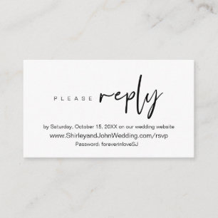Carte D'accompagnement Minimaliste moderne, Script noir, Enclo RSVP en li