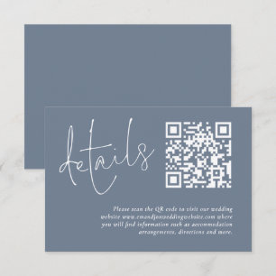 Carte D'accompagnement Minimaliste QR Code Dusty Blue Détails du Mariage