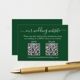 Carte D'accompagnement Minimaliste Simple 2 QR Mariage RSVP Détails Vert