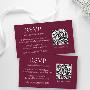 Carte D'accompagnement Minimaliste simple QR Code Mariage Bourgogne RSVP