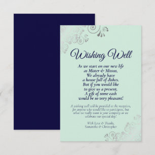 Carte D'accompagnement Mint Green et Mariage de la marine souhaitent bien