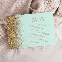 Carte D'accompagnement Mint Green Gold Glitter Wedding Details
