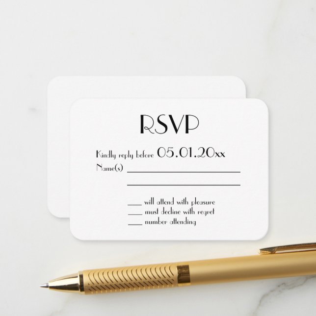 Carte D'accompagnement Minuscule Déco mariage blanc RSVP (Devant/Arrière en situation)