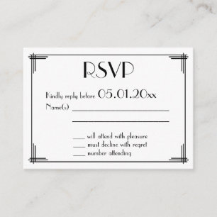 Carte D'accompagnement Minuscule Noir Or Grand Art Déco Mariage RSVP