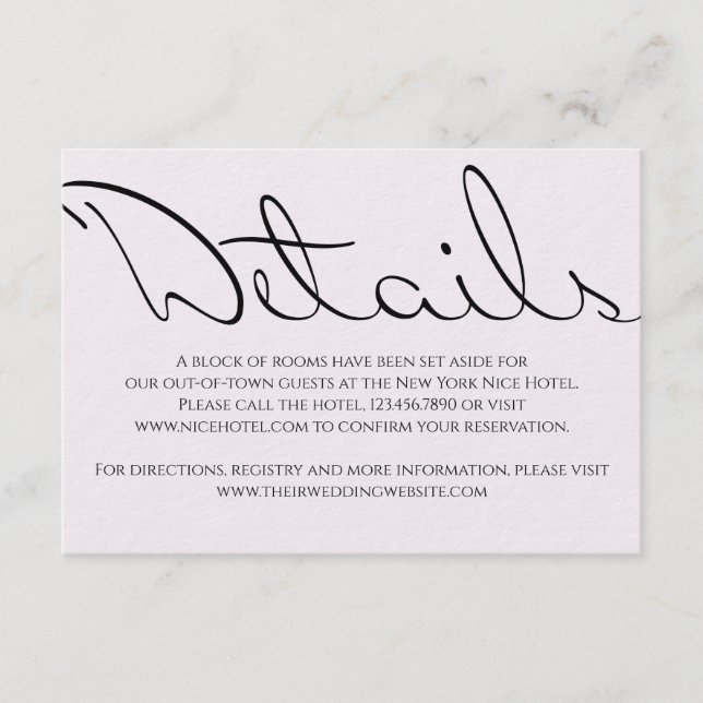 Carte D'accompagnement Minuscule Typographie Plaisant Mais Mariage Formel (Devant)