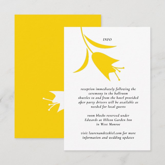 CARTE D'ACCOMPAGNEMENT MOD JAUNE MARIAGE TULIP (Devant / Derrière)