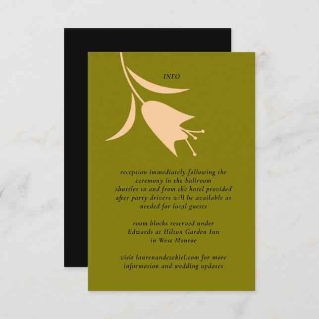 CARTE D'ACCOMPAGNEMENT MOD PEACH & OLIVE TULIP MARIAGE (Devant / Derrière)