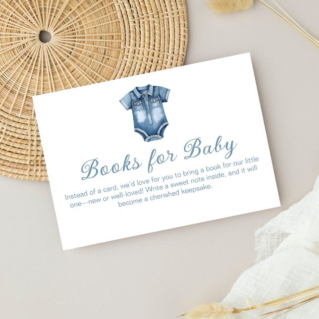 Carte D'accompagnement Modern Blue Jean Baby Denim Livres pour Baby showe (Créateur téléchargé)