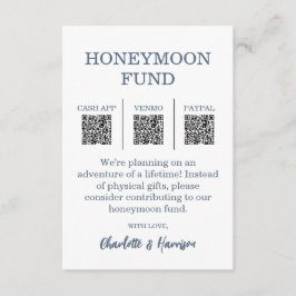 Carte D'accompagnement Modern Blue Wedding Honeymoon Fund