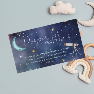 Carte D'accompagnement Modern Celestial Moon & Stars Diaper Raffle