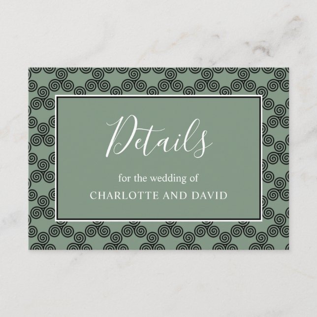 Carte D'accompagnement Modern Celtic Knot Irish Mariage Détail (Devant)