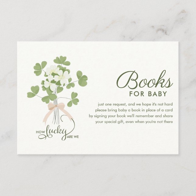 Carte D'accompagnement Modern Chic Lucky Shamrock with Bow baby shower (Devant)