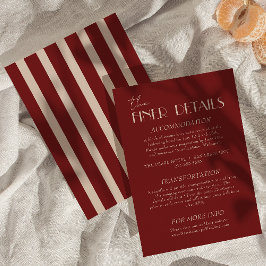 Carte D'accompagnement Modern Deep Red Cream Classy Fancy Wedding Details