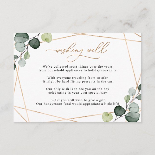Carte D'accompagnement Modern Eucalyptus Greenery Wishing Well Wedding (Devant)