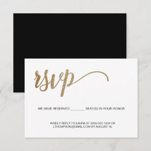 Carte D'accompagnement Modern Gold RSVP no mailing Réservé Siège Simple