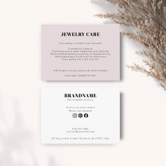 Carte D'accompagnement Modern Minimalist Blush Jewelry Care Insert Card