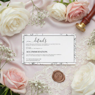 Carte D'accompagnement Modern Minimalist Botanical Wedding Details Card