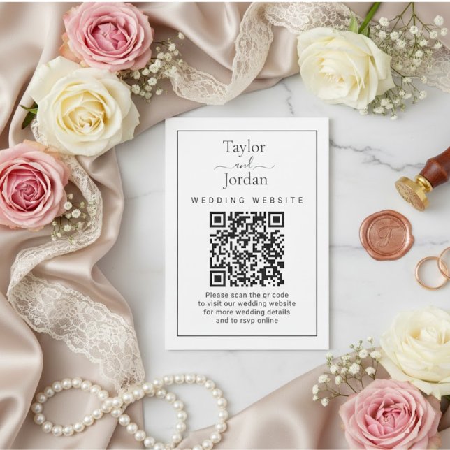 Carte D'accompagnement Modern Minimalist Wedding Website QR Code Card  (Créateur téléchargé)