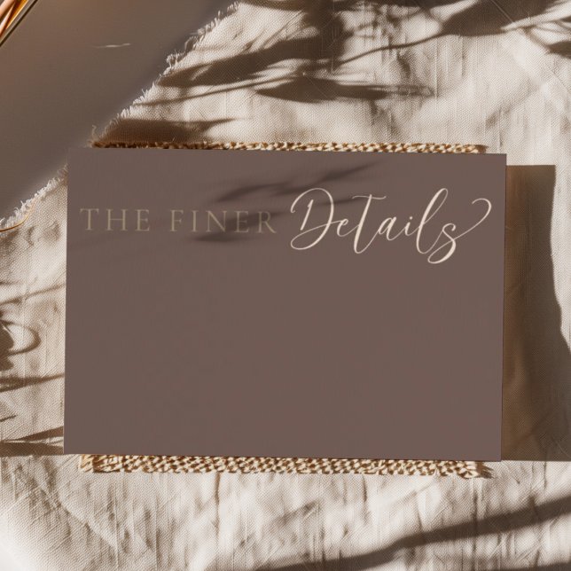 Carte D'accompagnement Modern Mocha Brown Wedding Details (Créateur téléchargé)