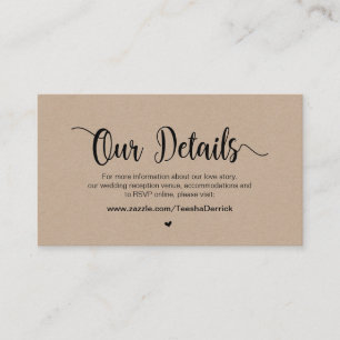 Carte D'accompagnement Modern Rustic Farm Kraft, Détails Mariage