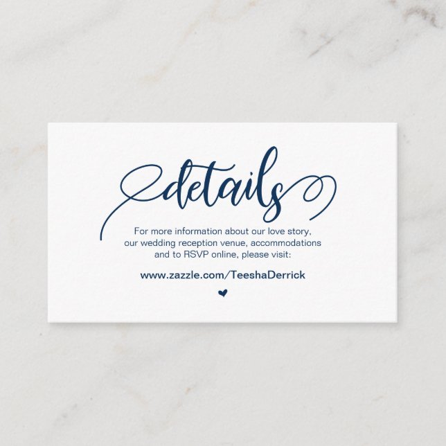 Carte D'accompagnement Modern Rustic Farm, Navy Blue, Détails Mariage (Devant)