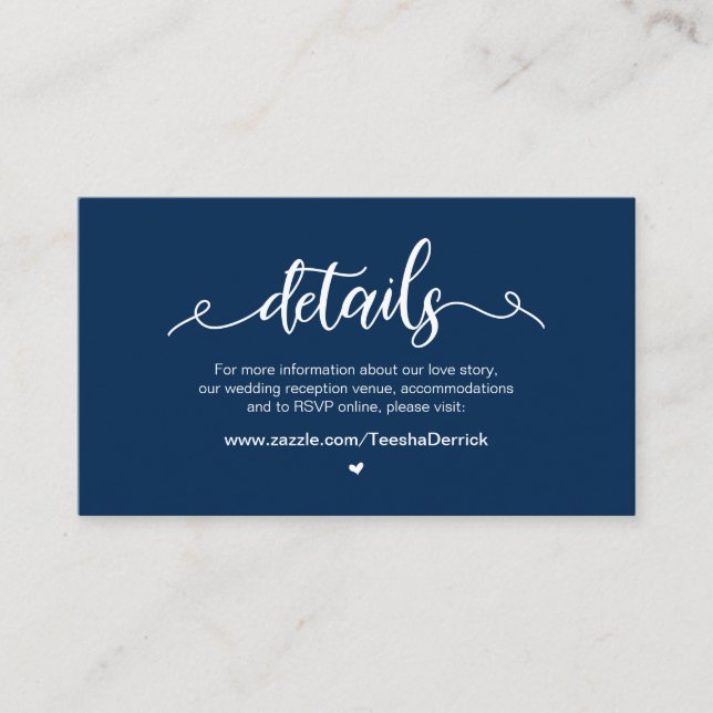 Carte D'accompagnement Modern Rustic Farm, Navy Blue, Détails Mariage (Devant)