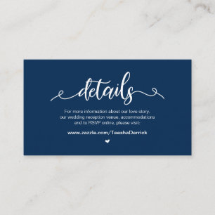 Carte D'accompagnement Modern Rustic Farm, Navy Blue, détails Mariages