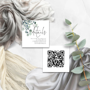 Carte D'accompagnement Modern Sage Eucalyptus QR Code Détails du Mariage