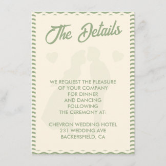 Carte D'accompagnement Modern Sage Green Wavy Stripe Wedding Details