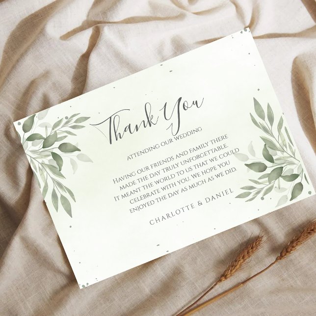 Carte D'accompagnement Modern Sage Greenery Wedding Thank You Card (Créateur téléchargé)